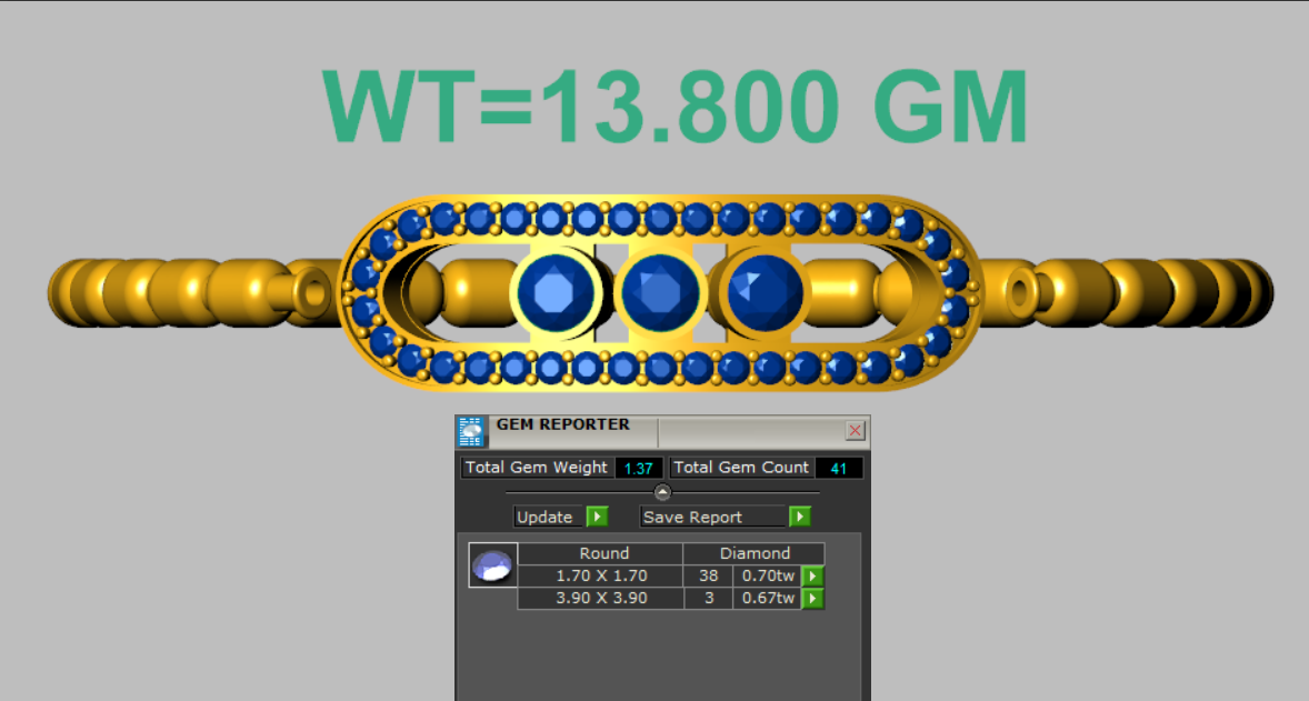 Sliding Center Beaded Bracelet CAD Flexible Channel Set Design