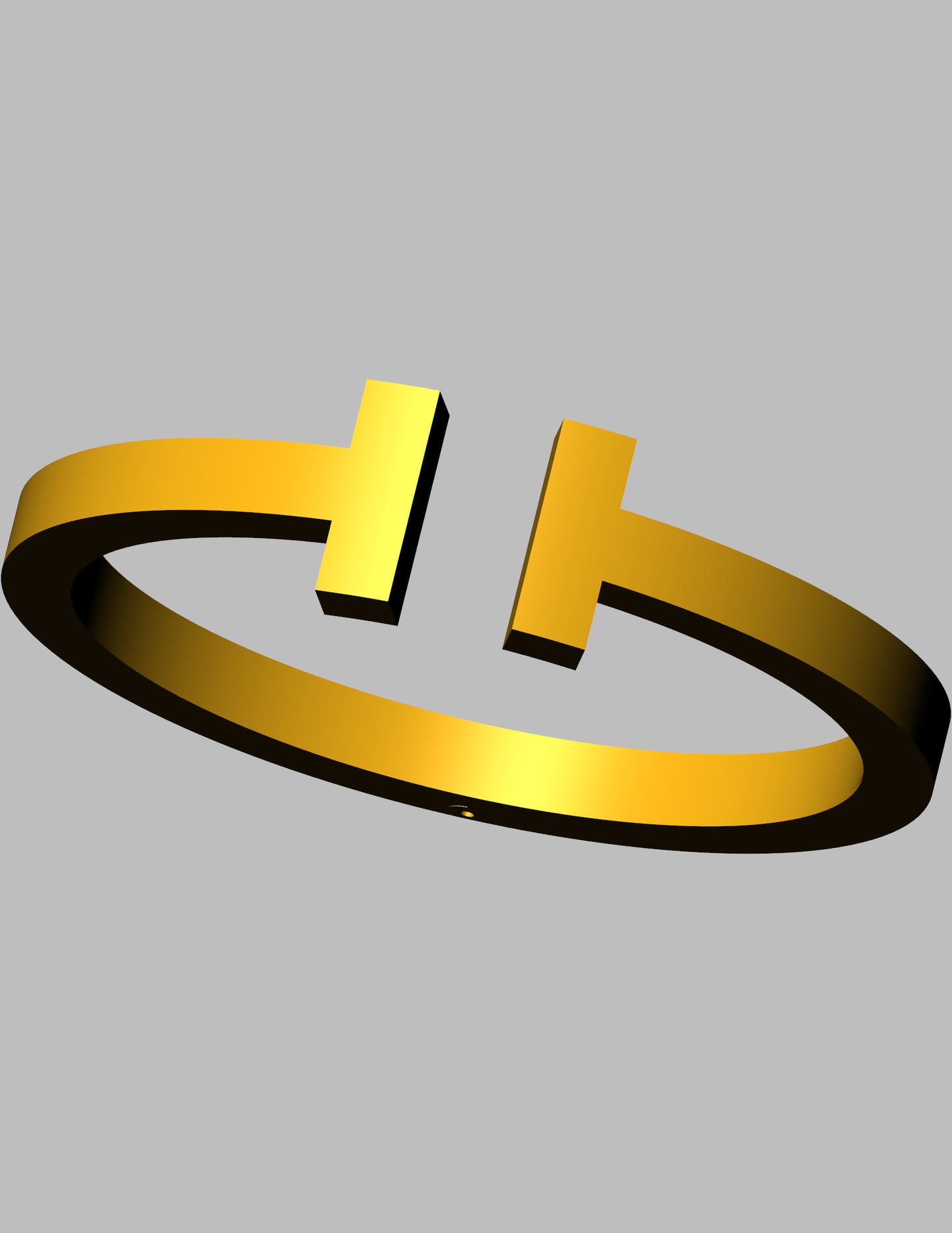 Tiffany T1 Open Bangle Inspired CAD Sleek Gold Design with Interlocking T Bar Ends