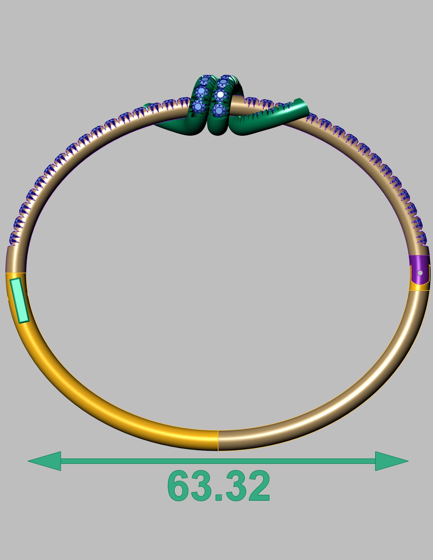 Tiffany Inspired Diamond Knot Bangle CAD File With Hidden Clasp Lock Mechanism