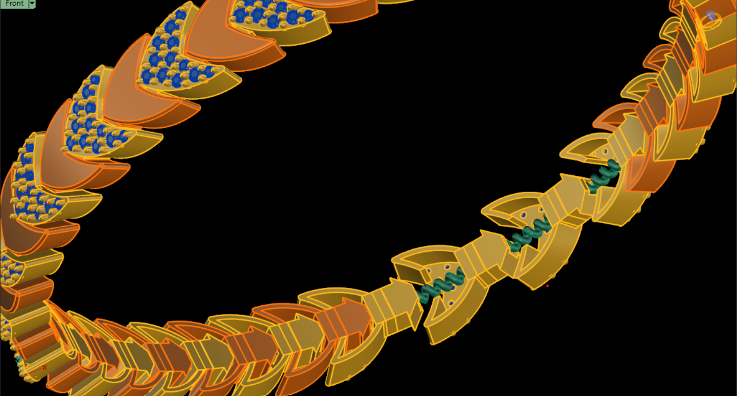 Stretchable Bracelet CAD File Design with Hidden Spring Mechanism