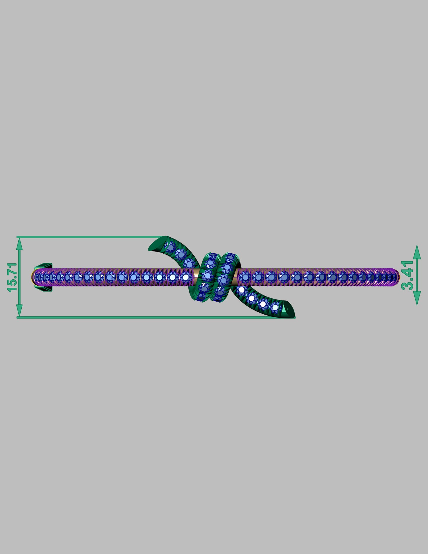 Tiffany Inspired Diamond Knot Bangle CAD File With Hidden Clasp Lock Mechanism