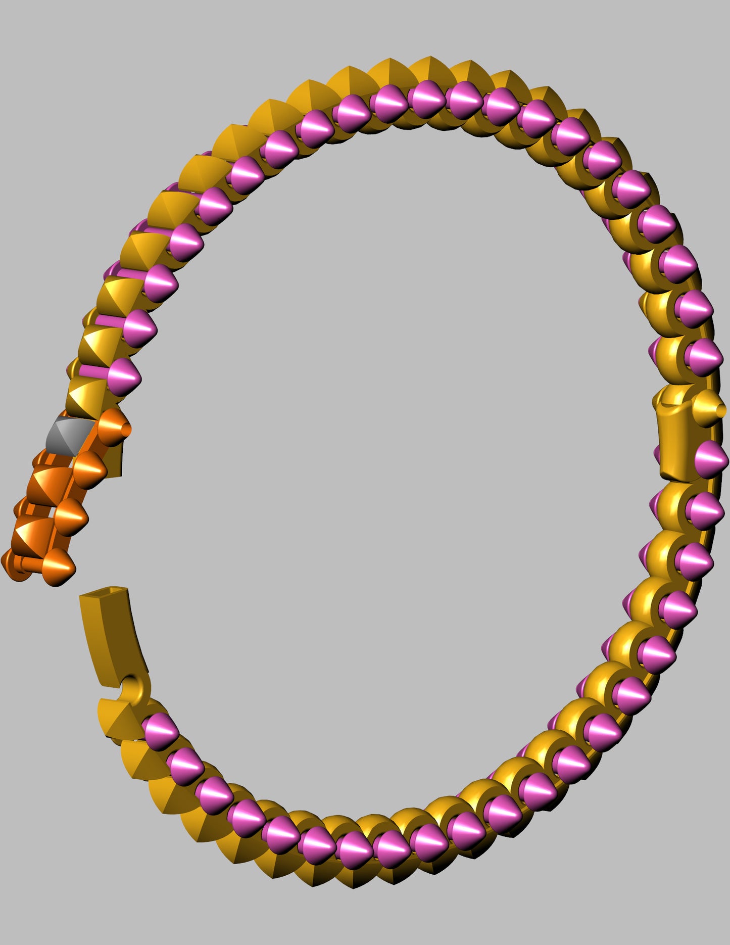 Cartier Inspired Clash Style Gem Bangle CAD Bold Spiked Dome Bracelet Hidden Clasp