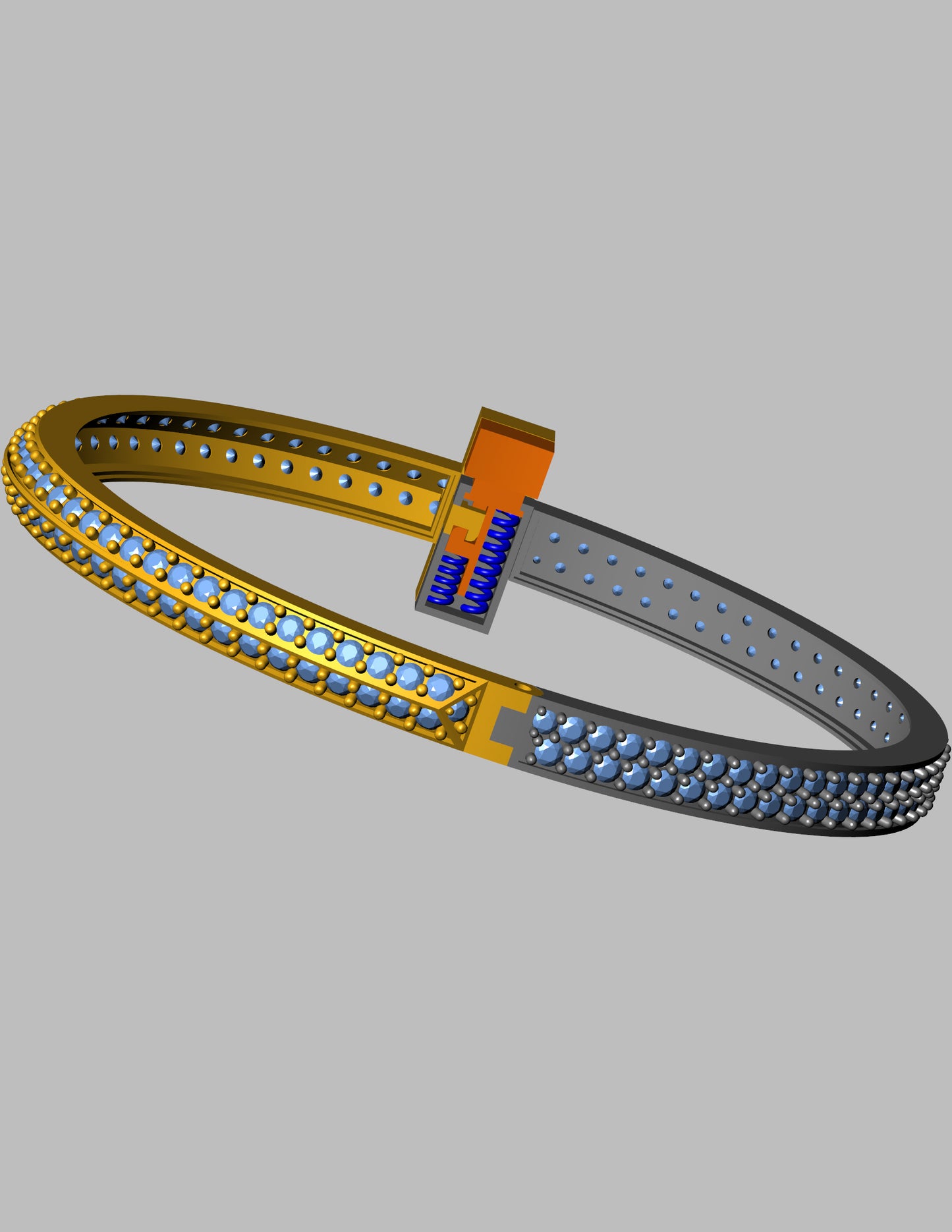 Tiffany T1 Inspired Bold Pave Diamond Bangle CAD
