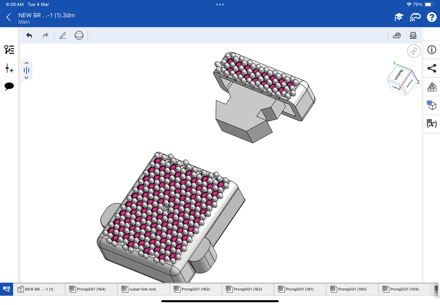 Lock for bracelet and chain CAD file 3DM file and stl