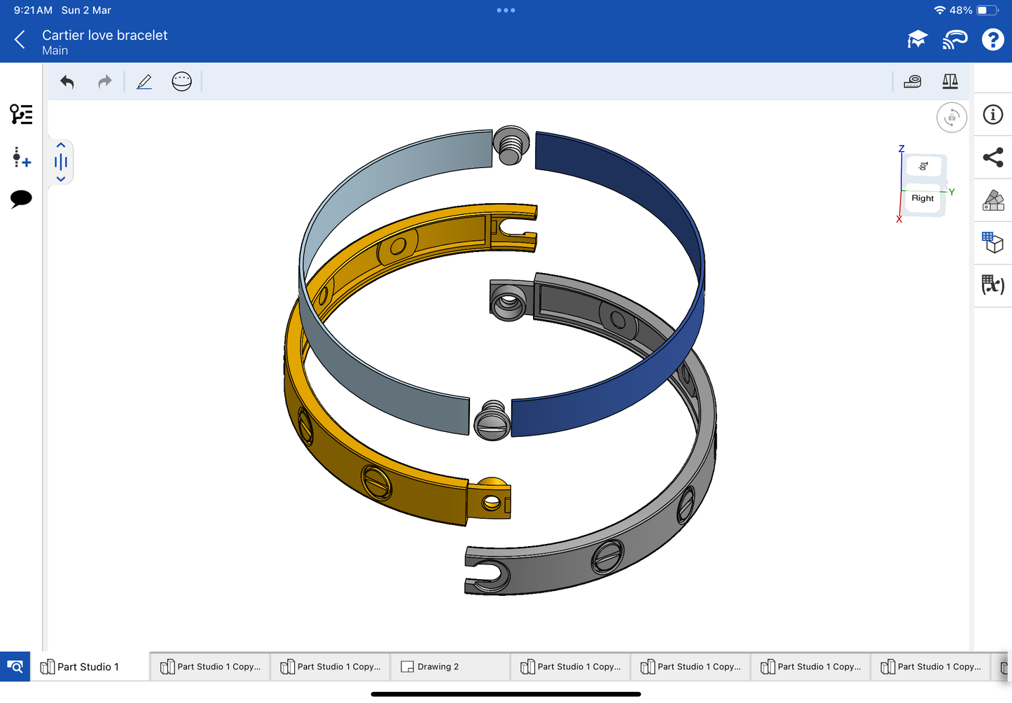 Cartier love bracelet with original lock mechanism CAD file 3DM file
