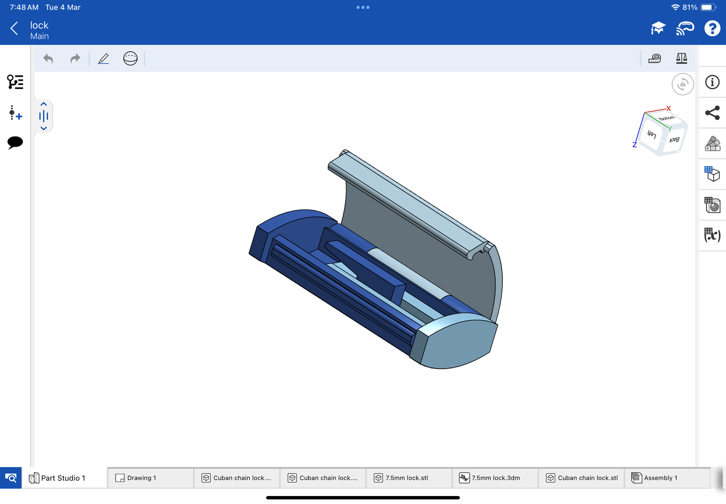 Lock for bracelet and chain CAD file 3DM file