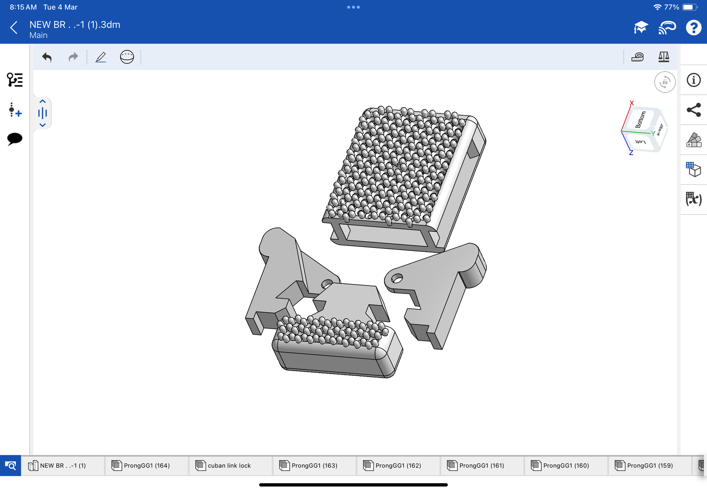 Lock for bracelet and chain CAD file 3DM file and stl