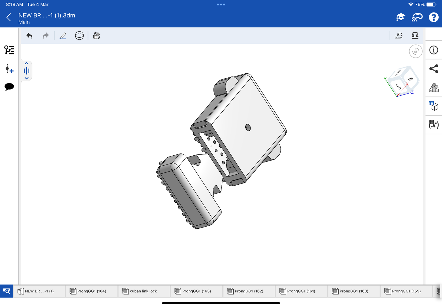 Lock for bracelet and chain CAD file 3DM file and stl
