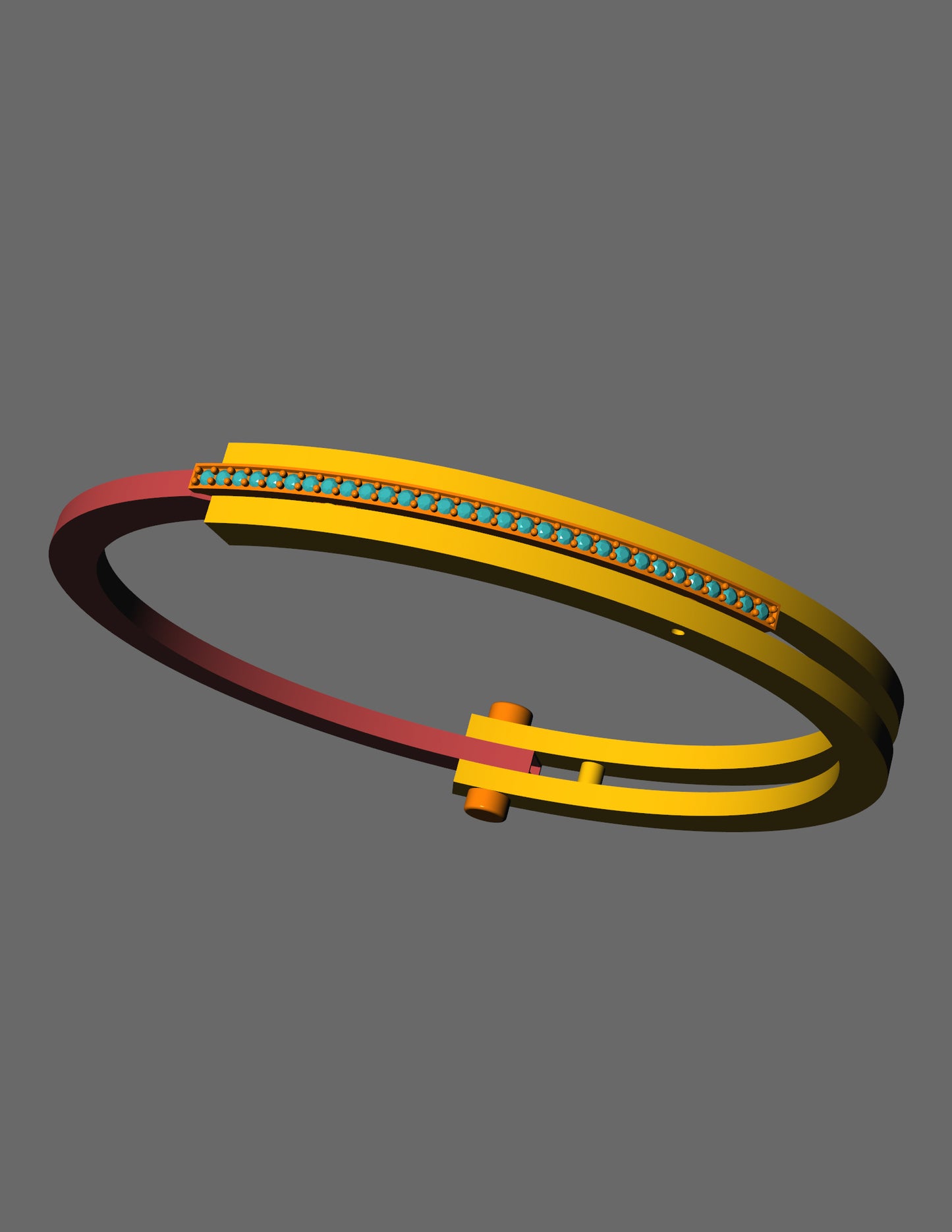 Handcuff Inspired Diamond Bracelet CAD Triple Mechanical Lock Design