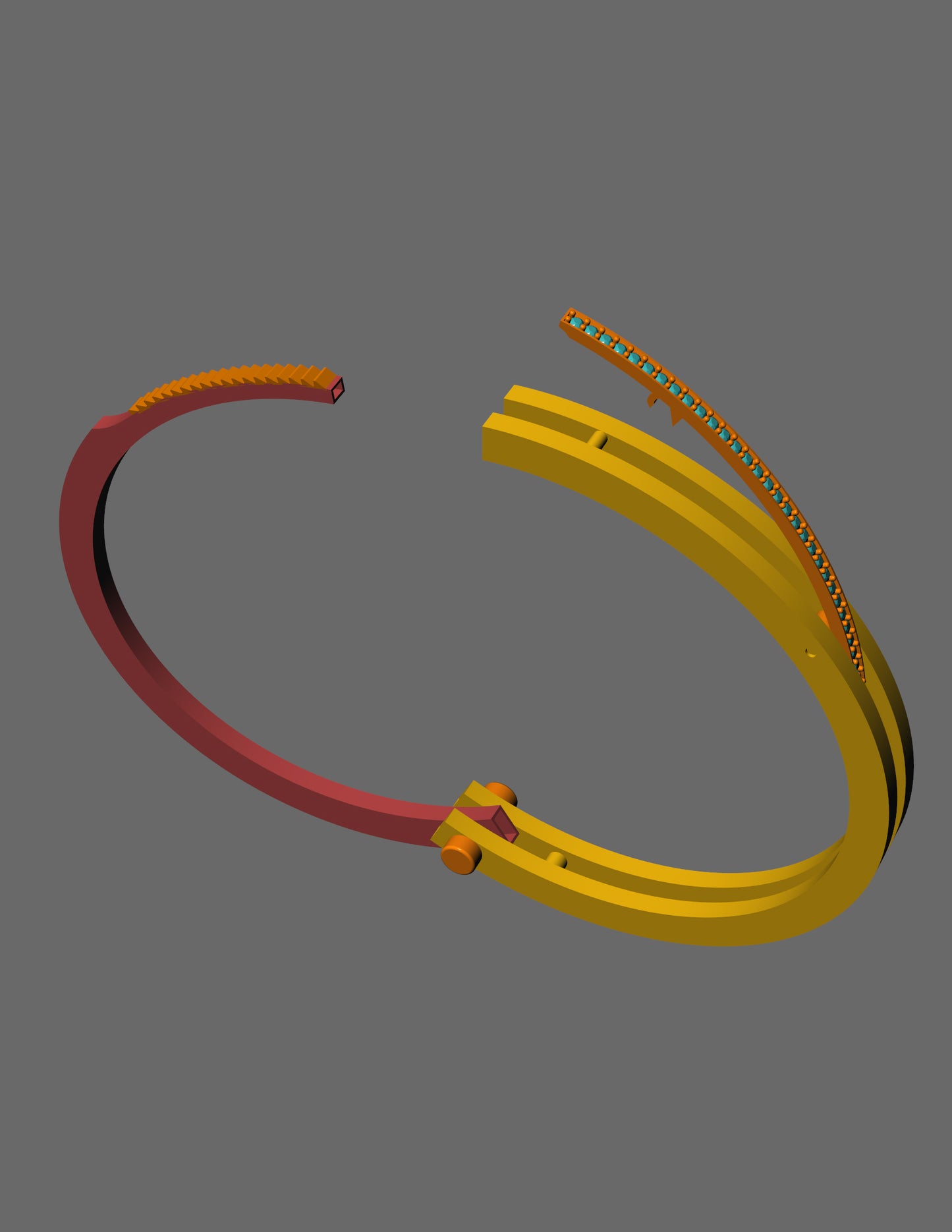 Handcuff Inspired Diamond Bracelet CAD Triple Mechanical Lock Design