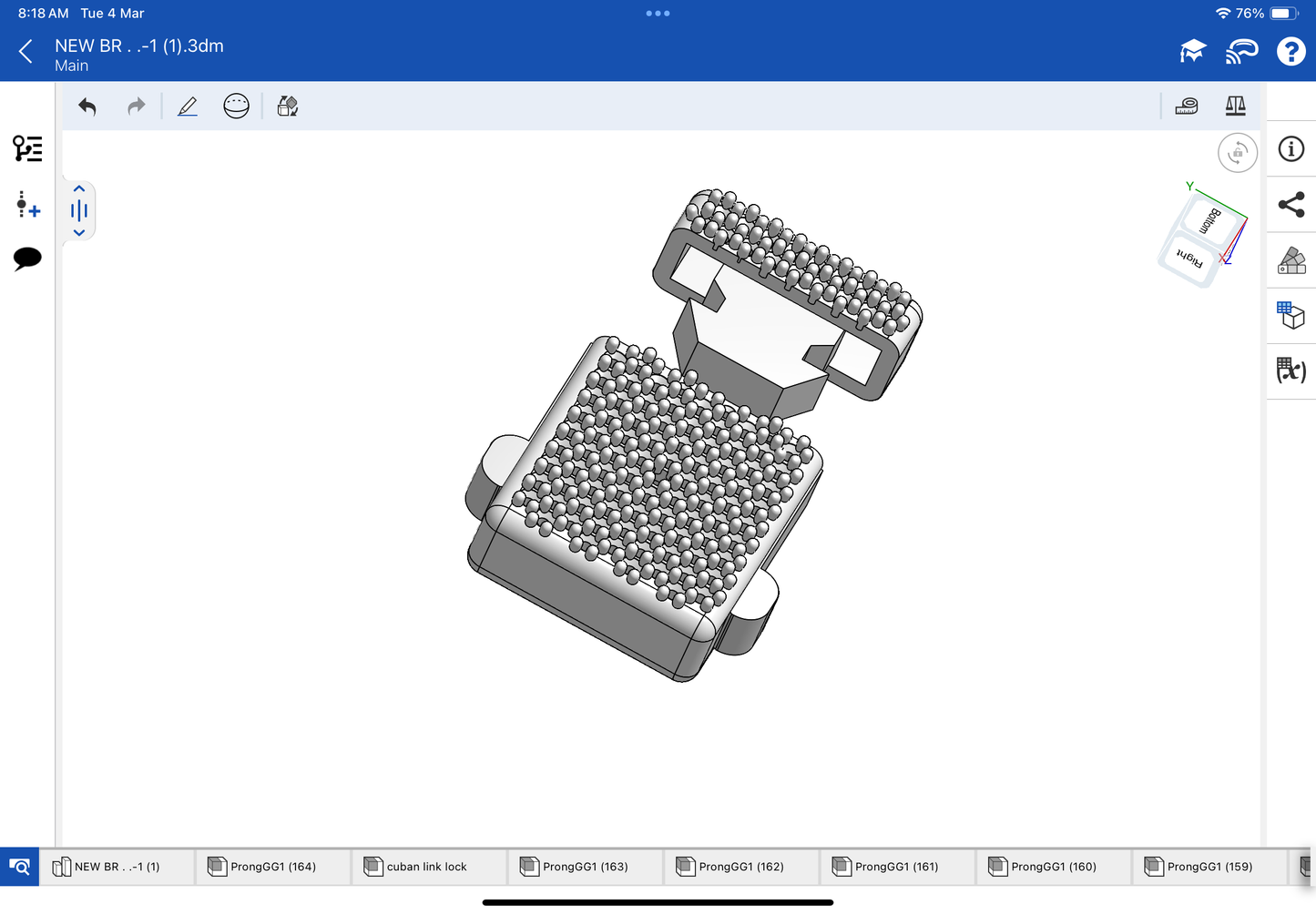 Lock for bracelet and chain CAD file 3DM file and stl