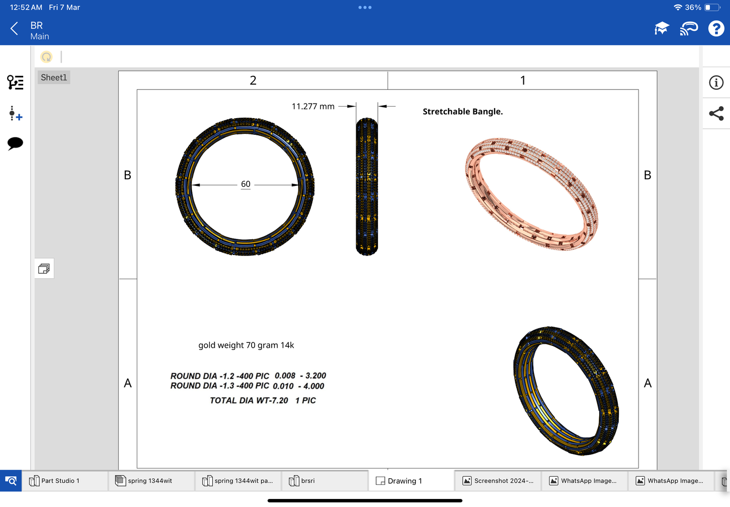 Stretchable bracelet CAD file 3DM file