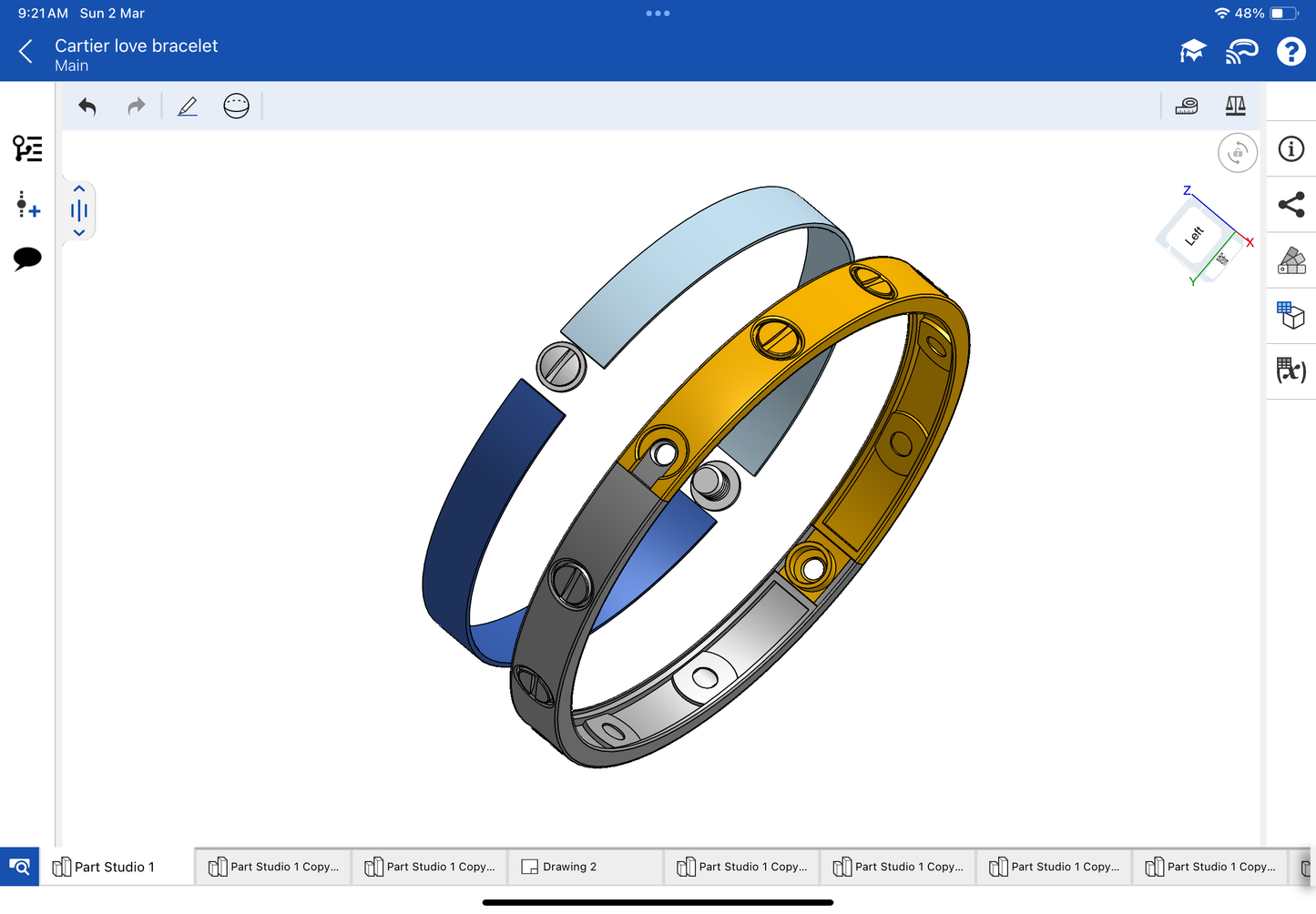 Cartier love bracelet with original lock mechanism CAD file 3DM file