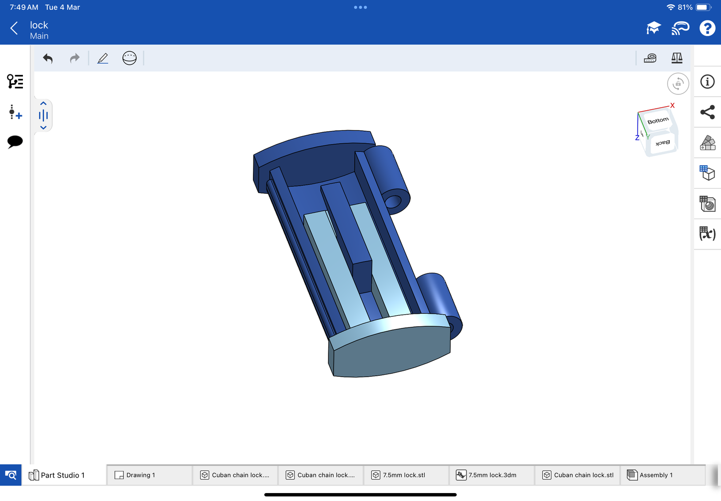 Lock for bracelet and chain CAD file 3DM file