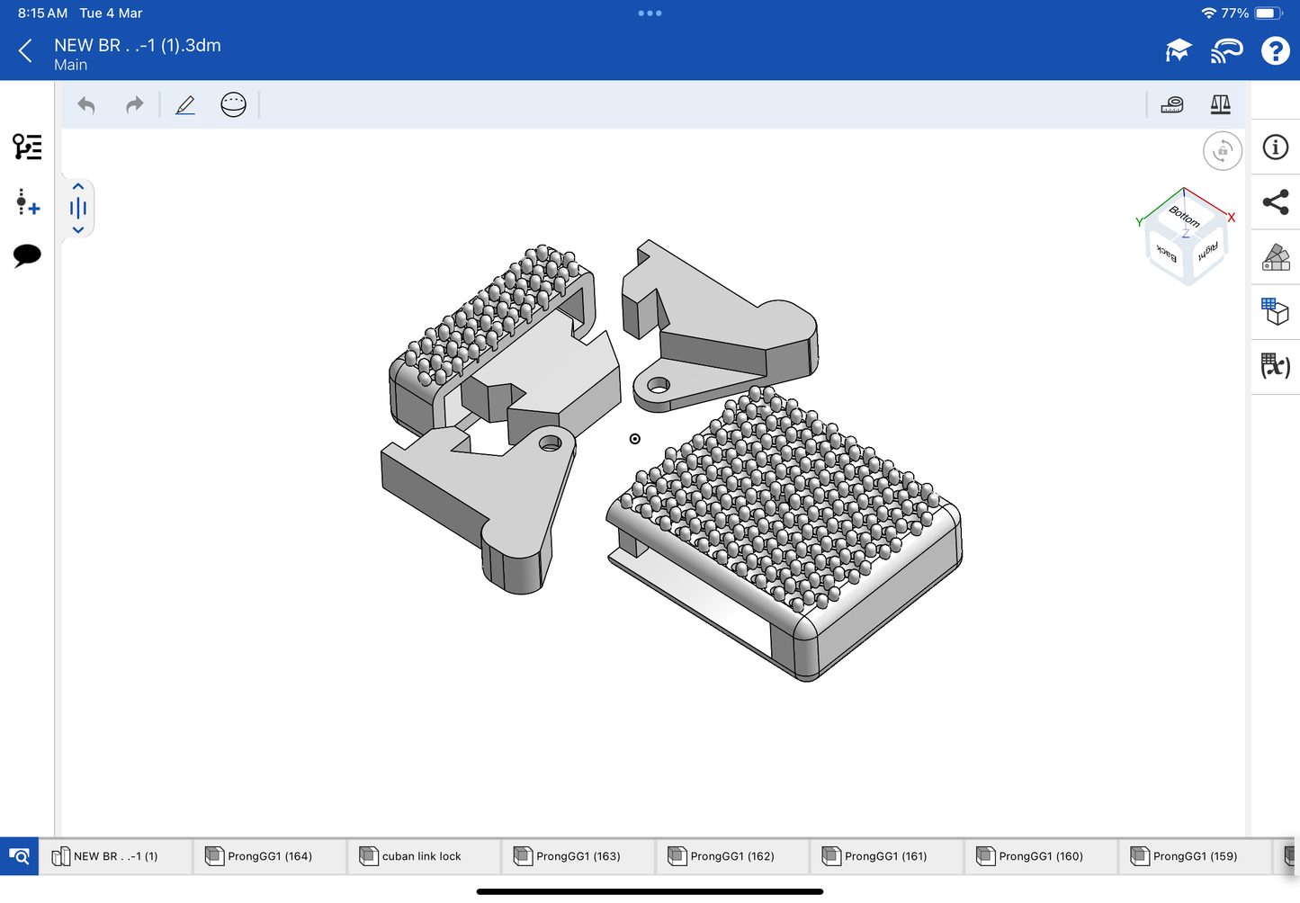 Lock for bracelet and chain CAD file 3DM file and stl