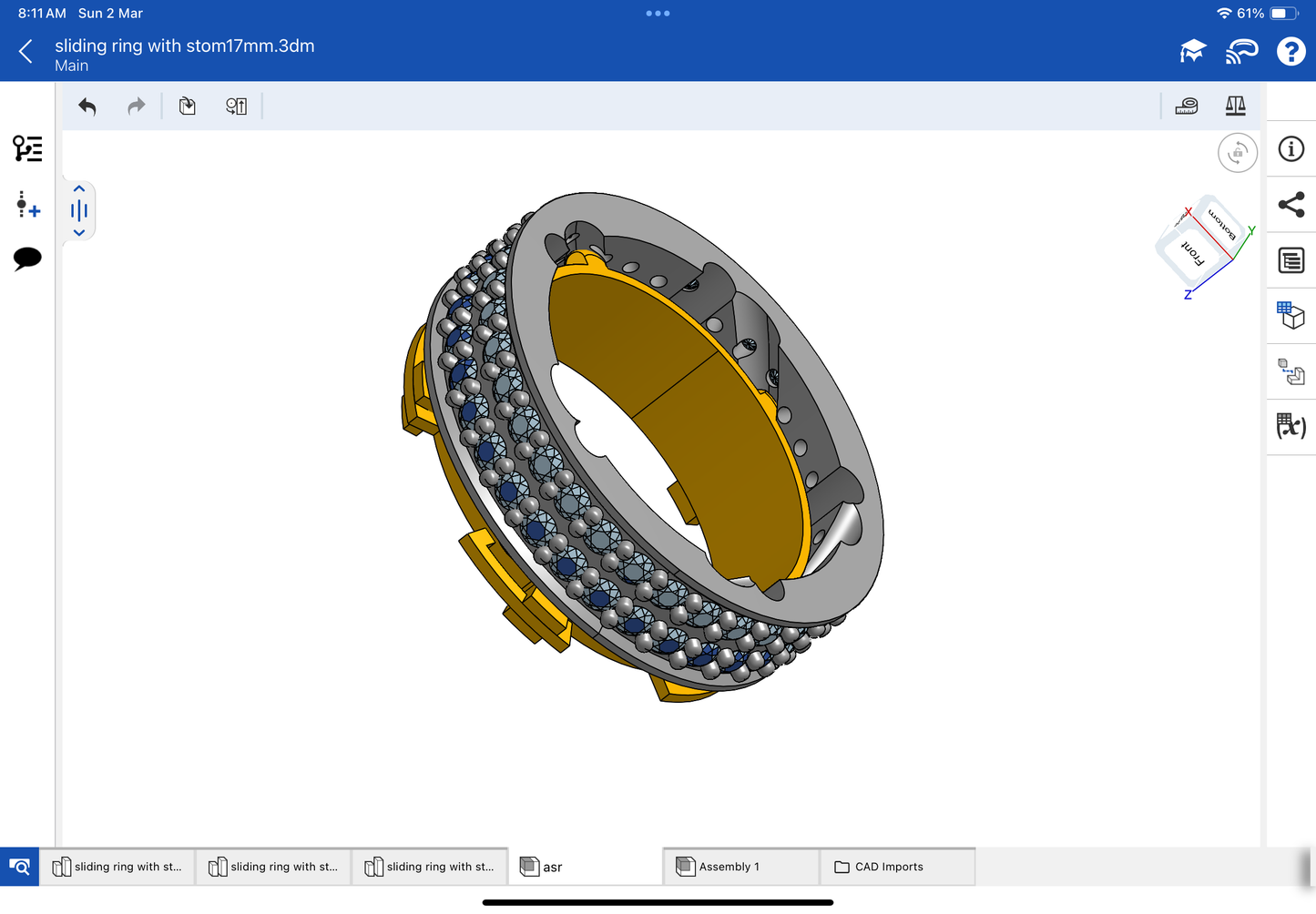 Stone colour, changing mechanism ring CAD file, 3DM file and STL file
