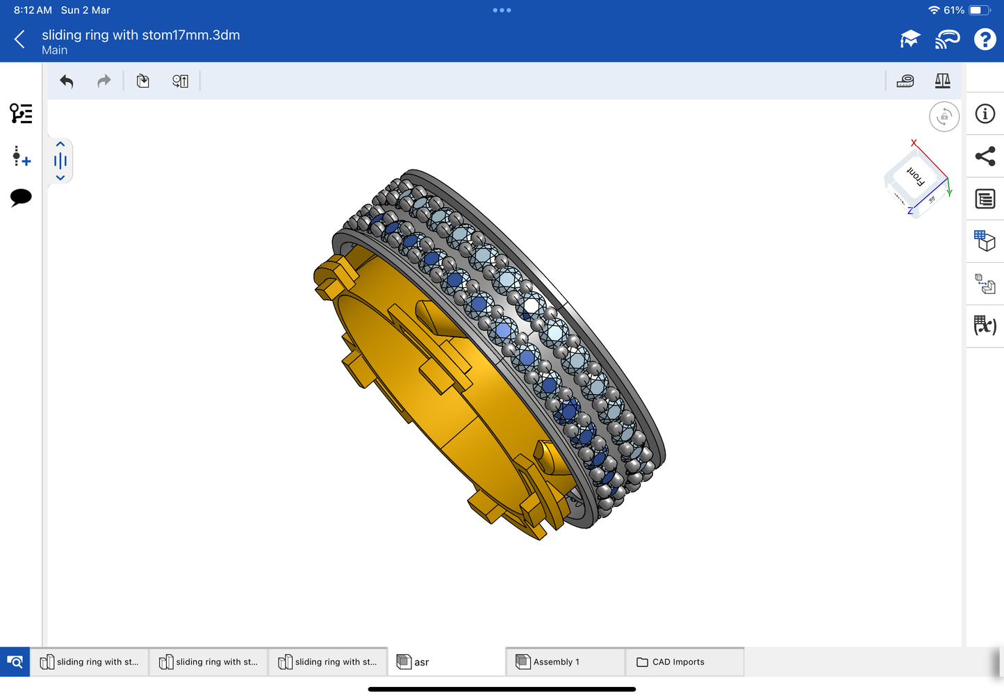 Stone colour, changing mechanism ring CAD file, 3DM file and STL file