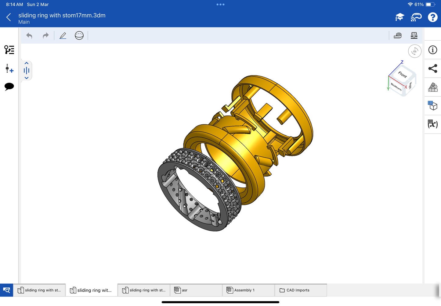 Stone colour, changing mechanism ring CAD file, 3DM file and STL file