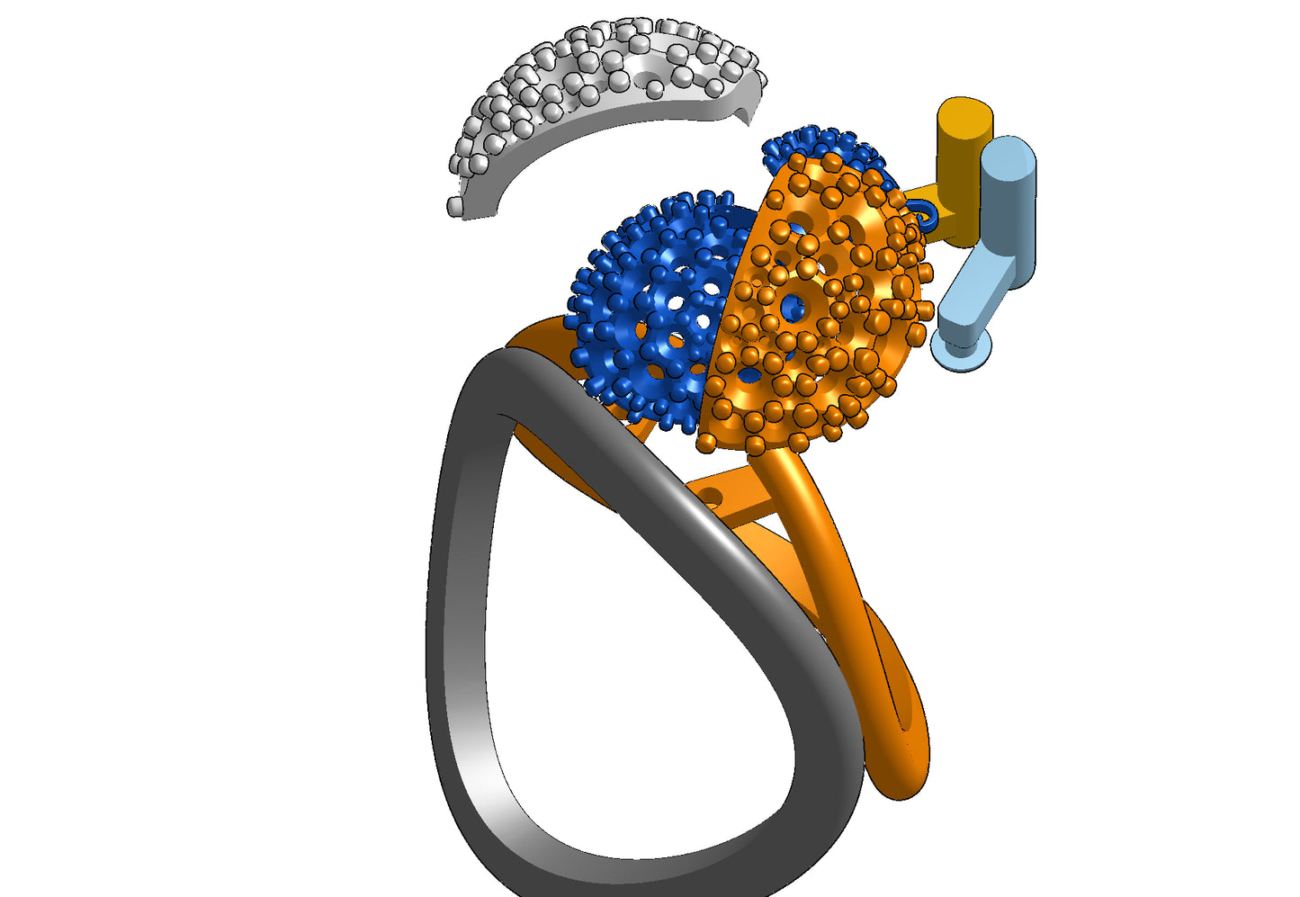 Wings opening and closing mechanism ring CAD file 3DM file
