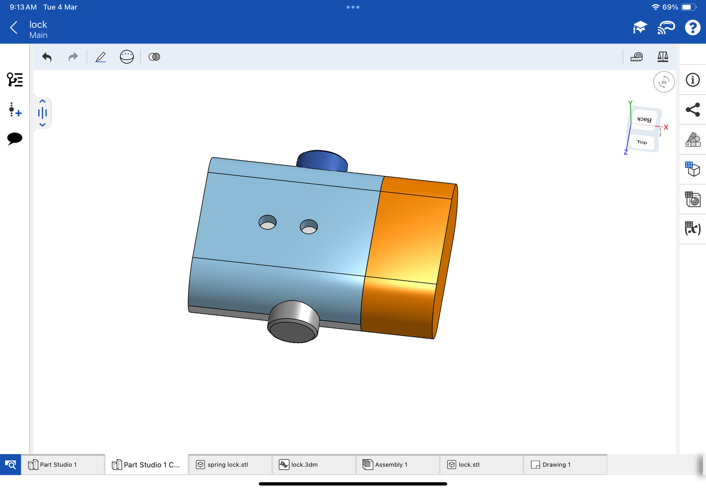 Lock with spring for bracelet and chain CAD file 3DM file