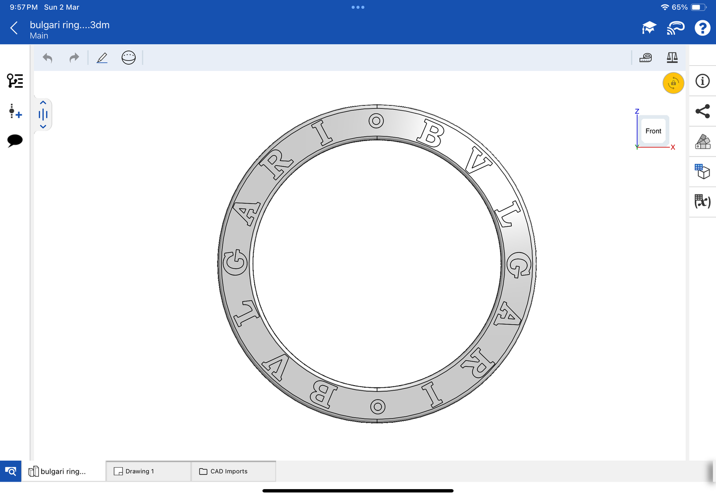 Bulgari B.zero1 ring CAD file 3DM file STL file