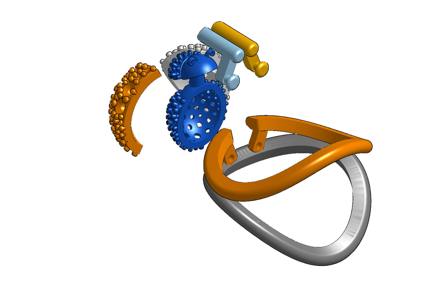 Wings opening and closing mechanism ring CAD file 3DM file