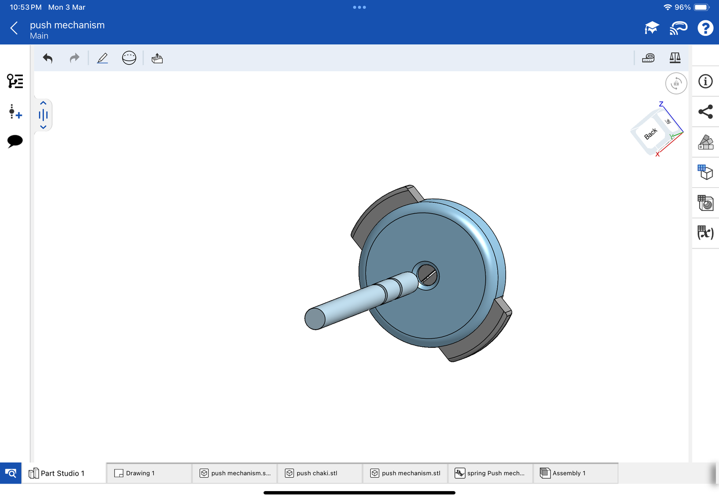 Push mechanism for earrings CAD file and 3DM file STL file
