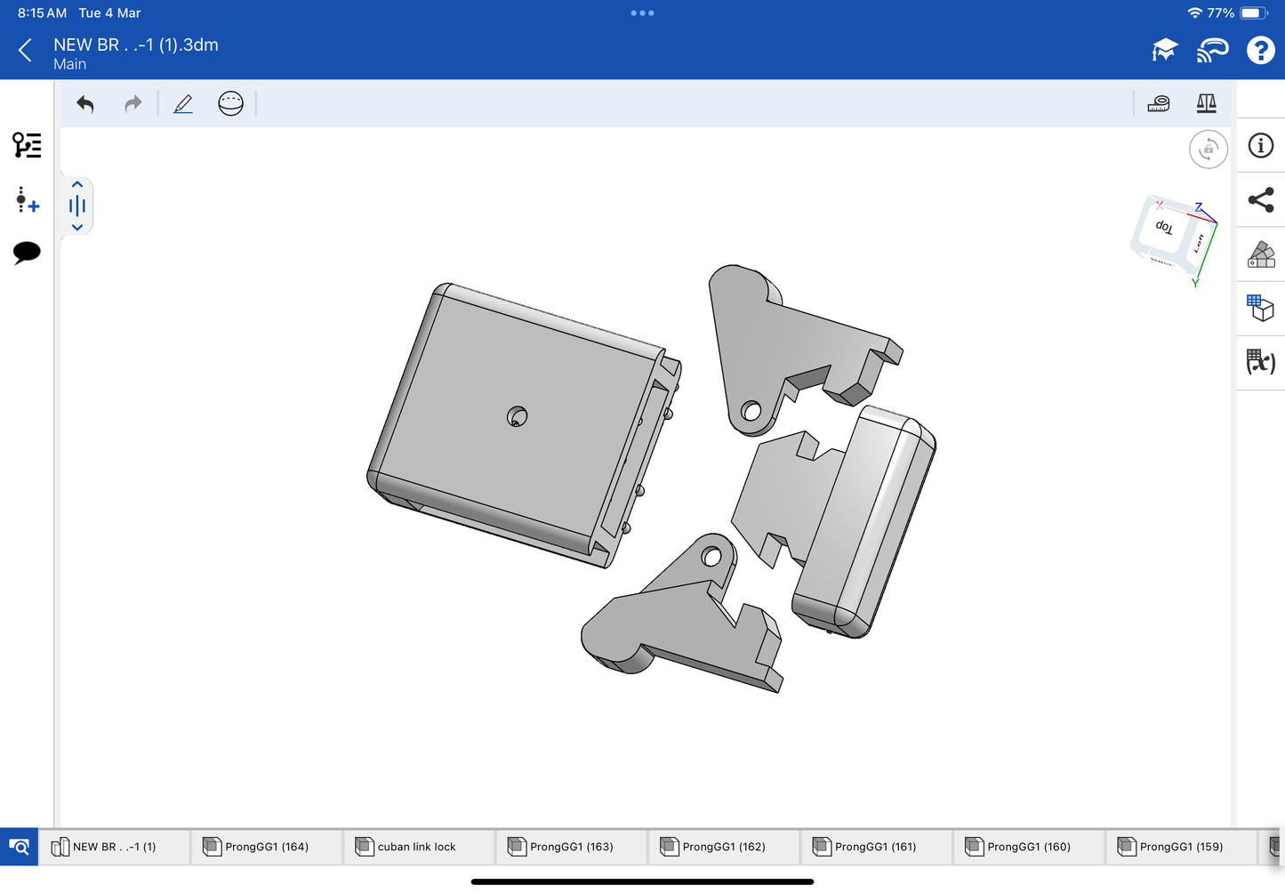 Lock for bracelet and chain CAD file 3DM file and stl
