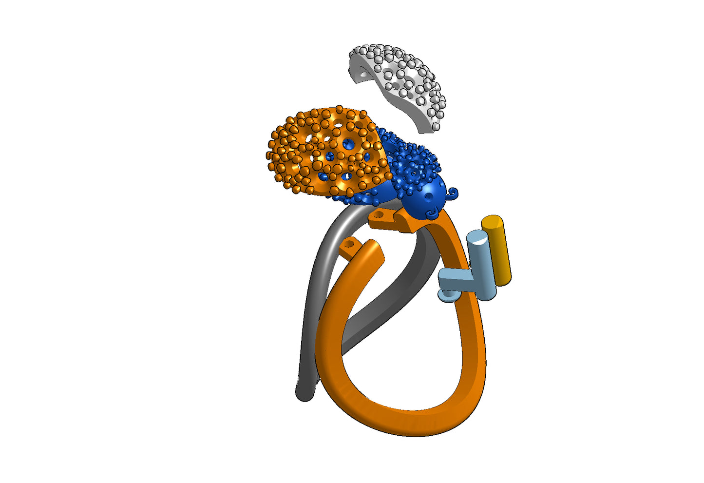 Wings opening and closing mechanism ring CAD file 3DM file