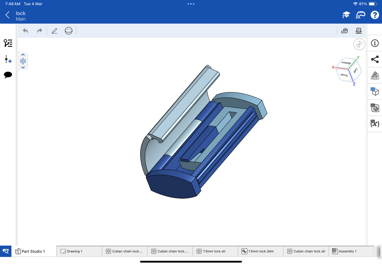 Lock for bracelet and chain CAD file 3DM file