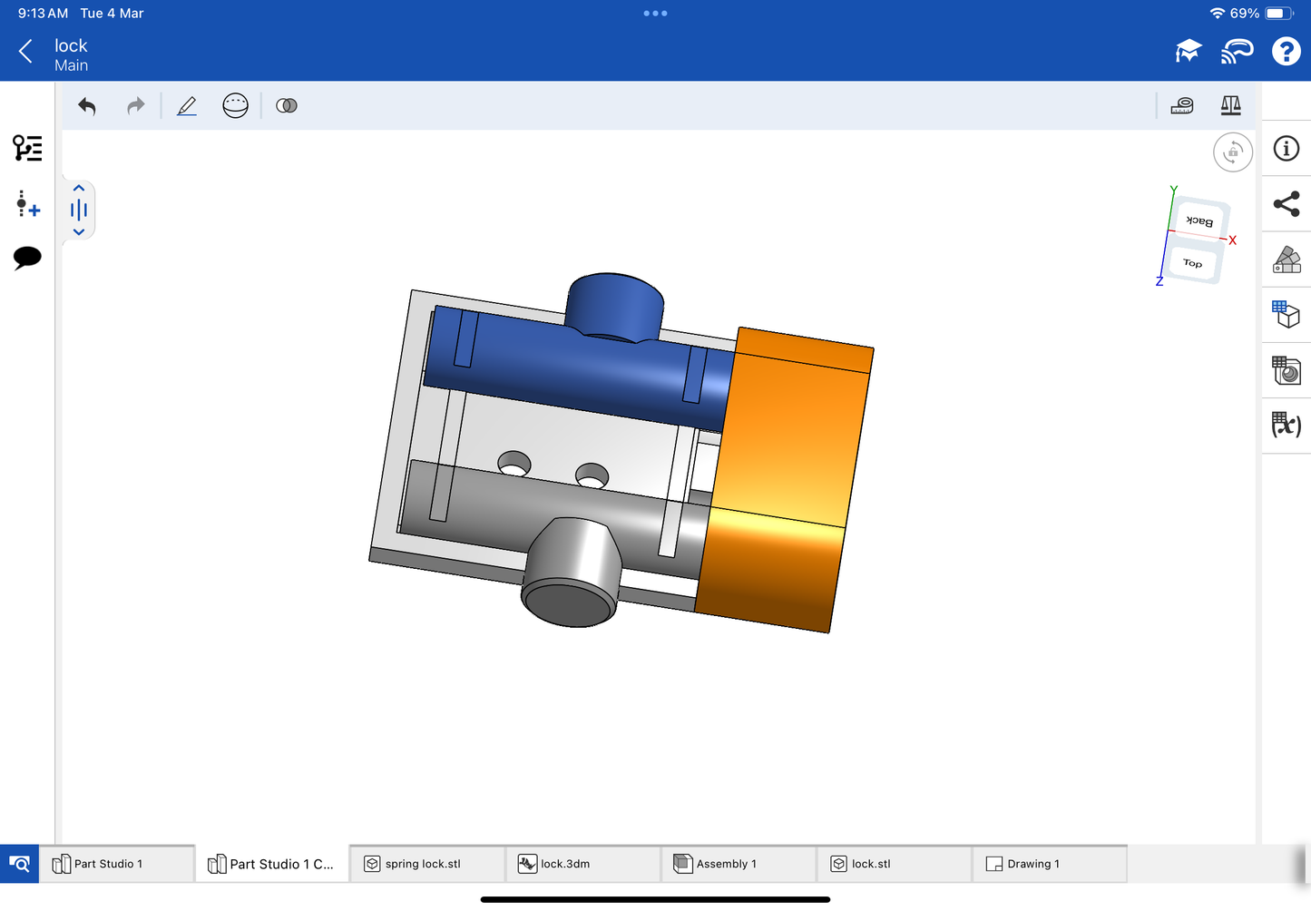 Lock with spring for bracelet and chain CAD file 3DM file
