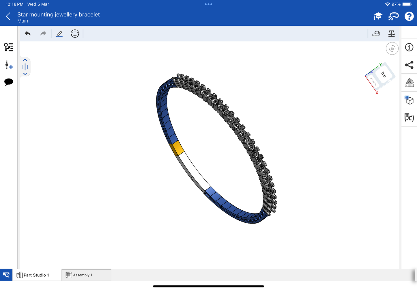 Star mounting jewellery spring bracelet, CAD file, 3DM file, STL file