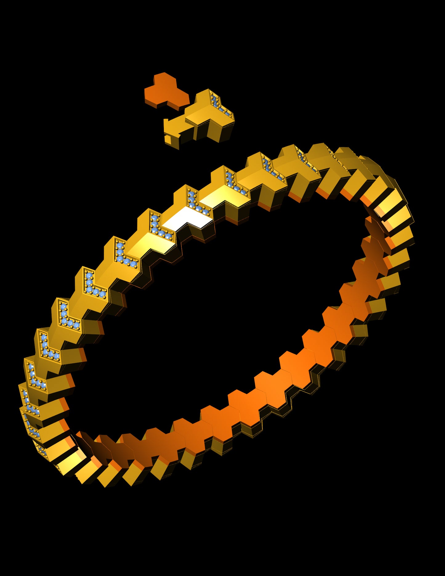 HexaFlex Stretchable Bracelet CAD Geometric Link Design