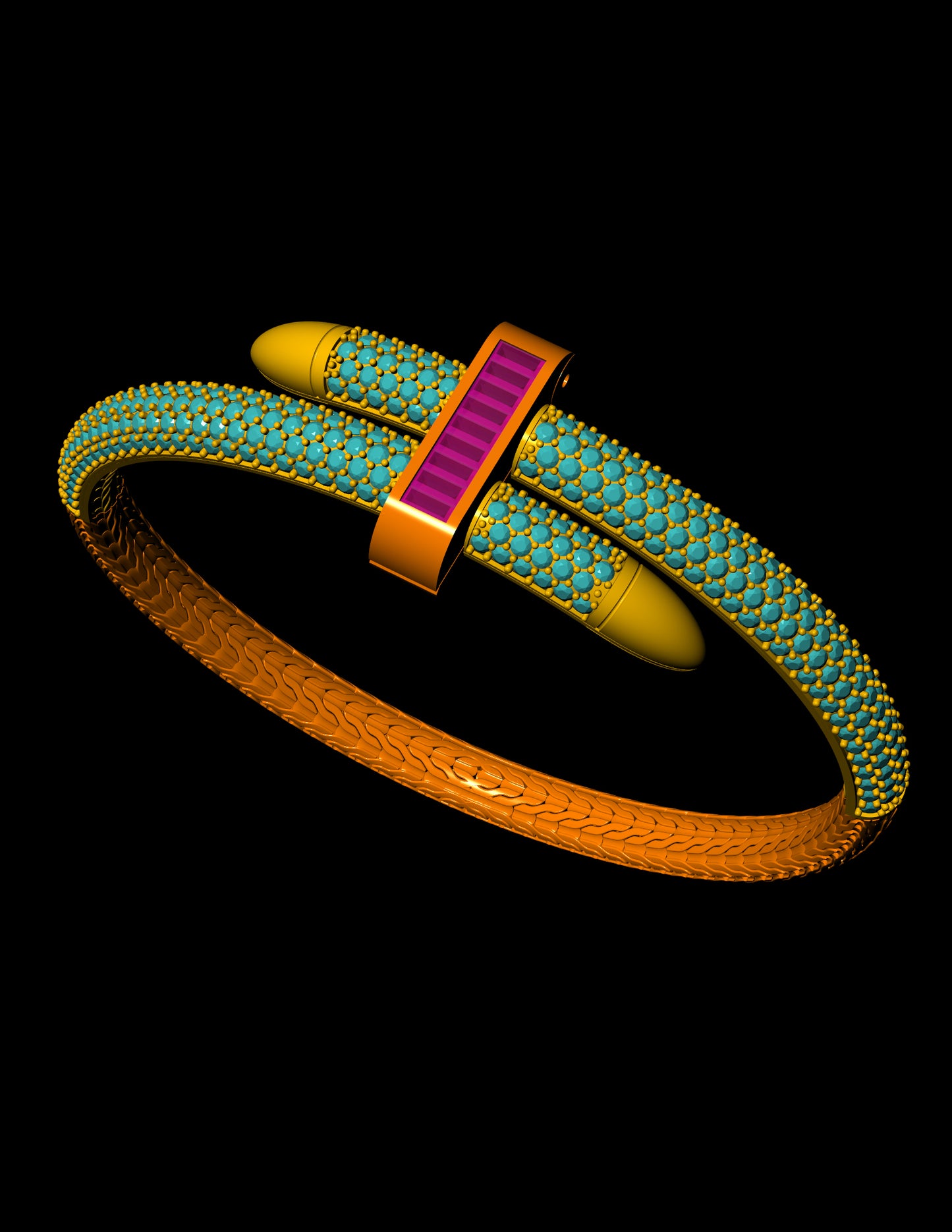 Modern Locking Bracelet CAD Pave Clasp with Flexible Base