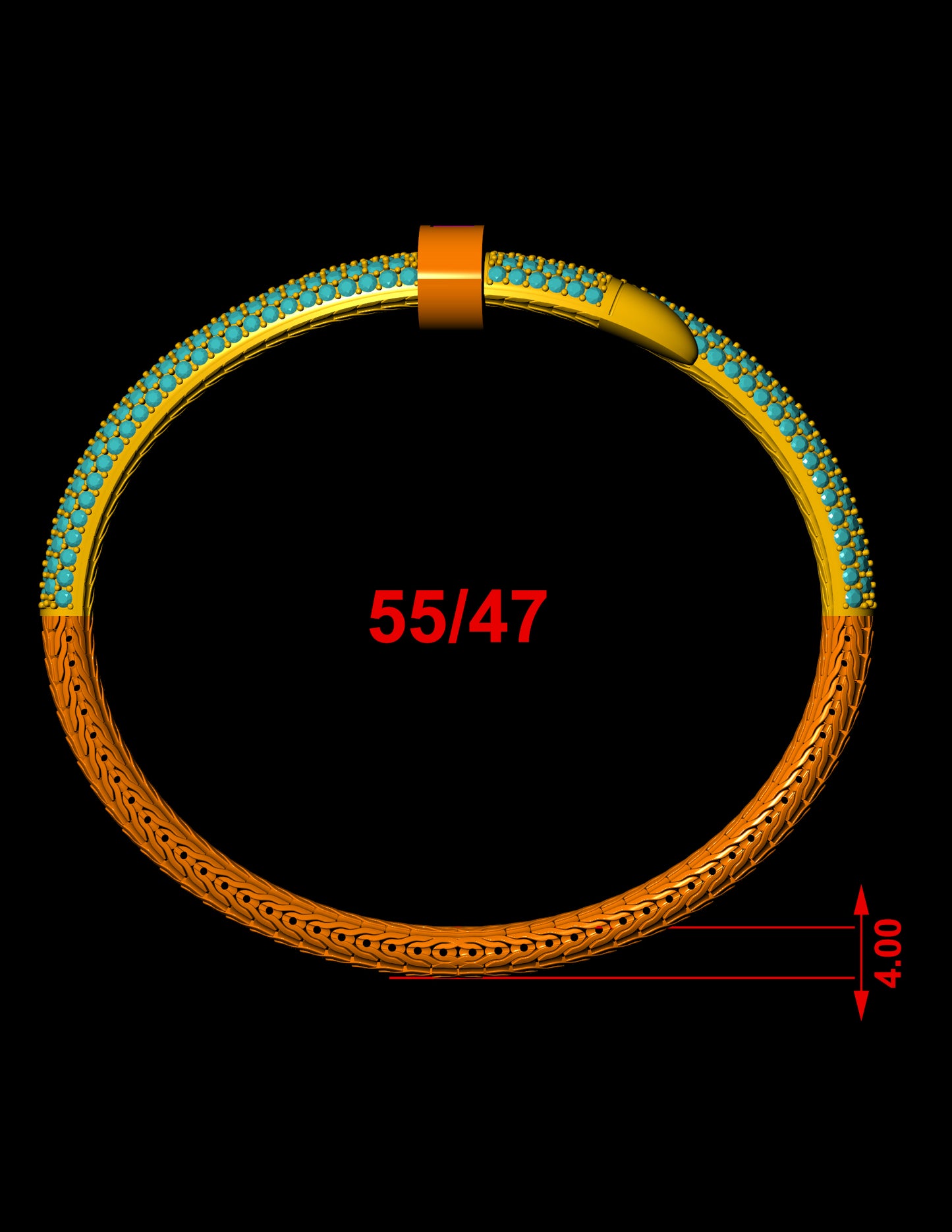 Modern Locking Bracelet CAD Pave Clasp with Flexible Base