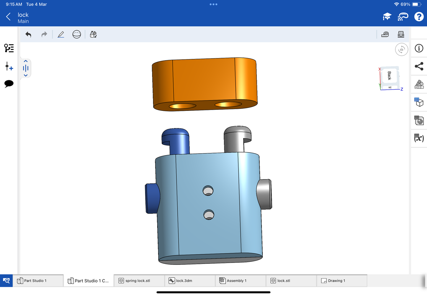 Lock with spring for bracelet and chain CAD file 3DM file