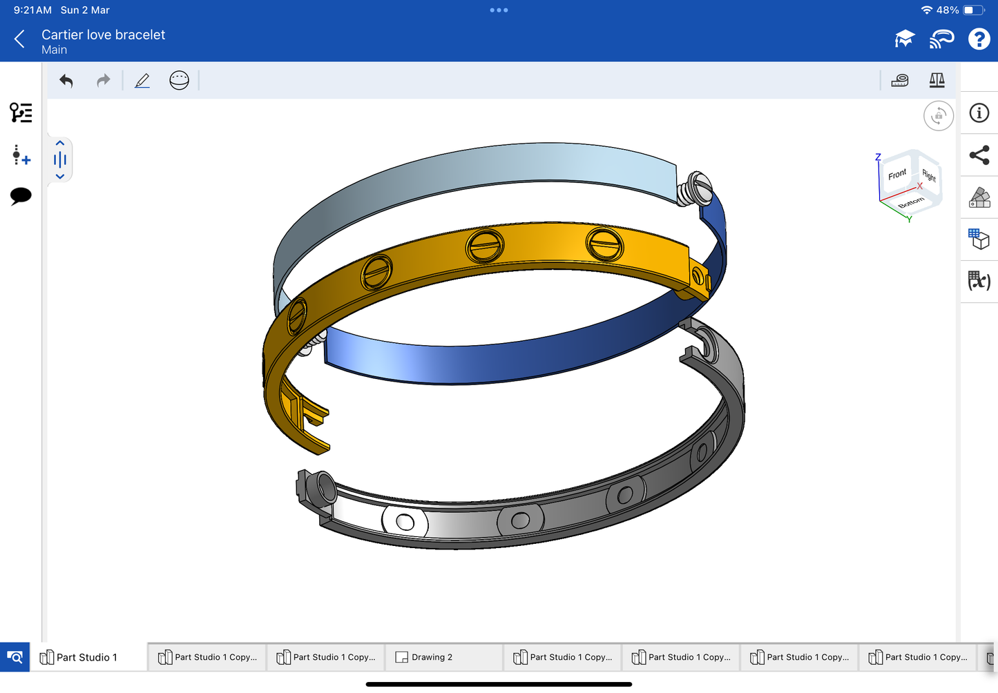 Cartier love bracelet with original lock mechanism CAD file 3DM file