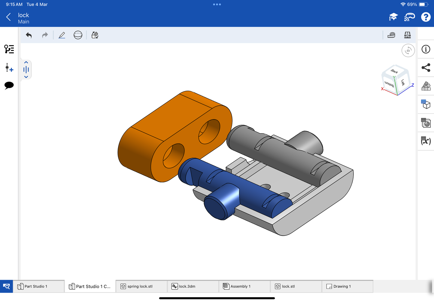 Lock with spring for bracelet and chain CAD file 3DM file