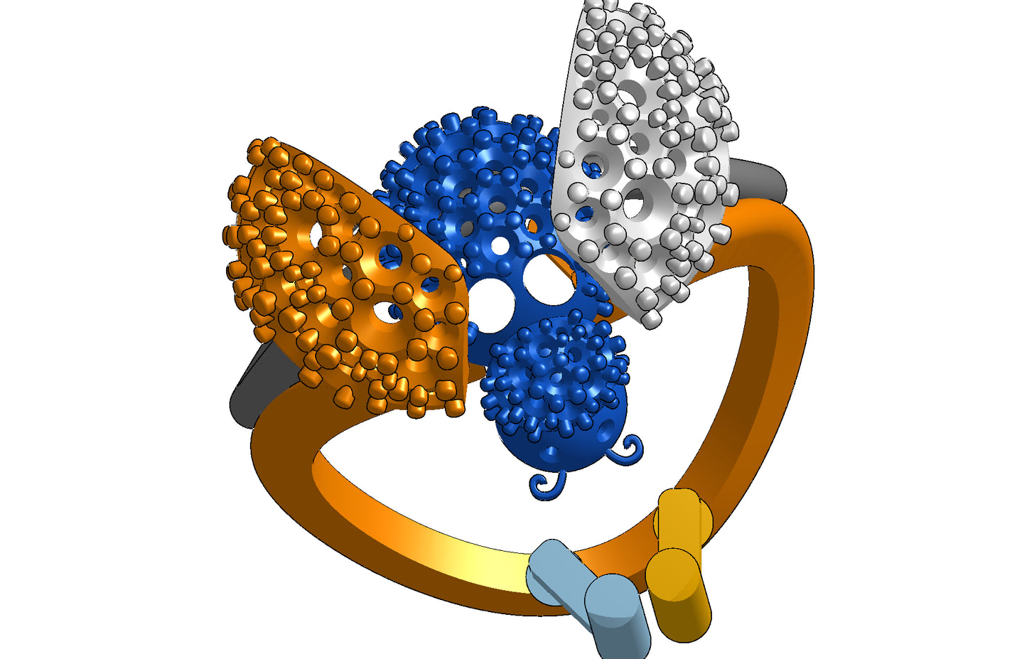 Wings opening and closing mechanism ring CAD file 3DM file