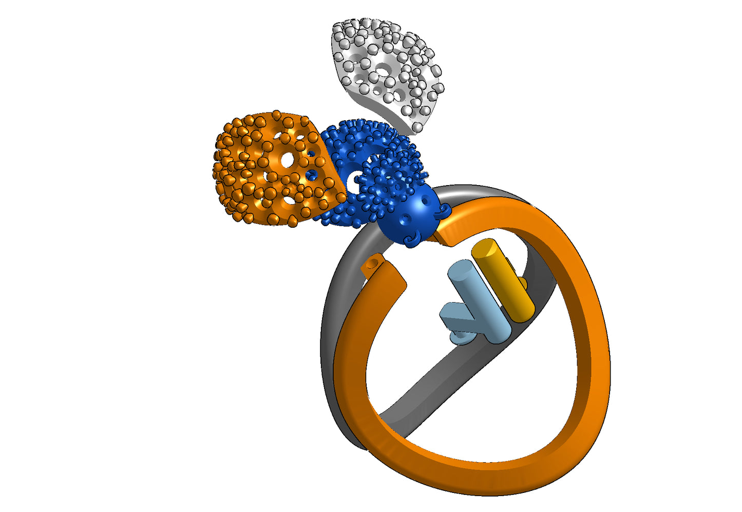 Wings opening and closing mechanism ring CAD file 3DM file