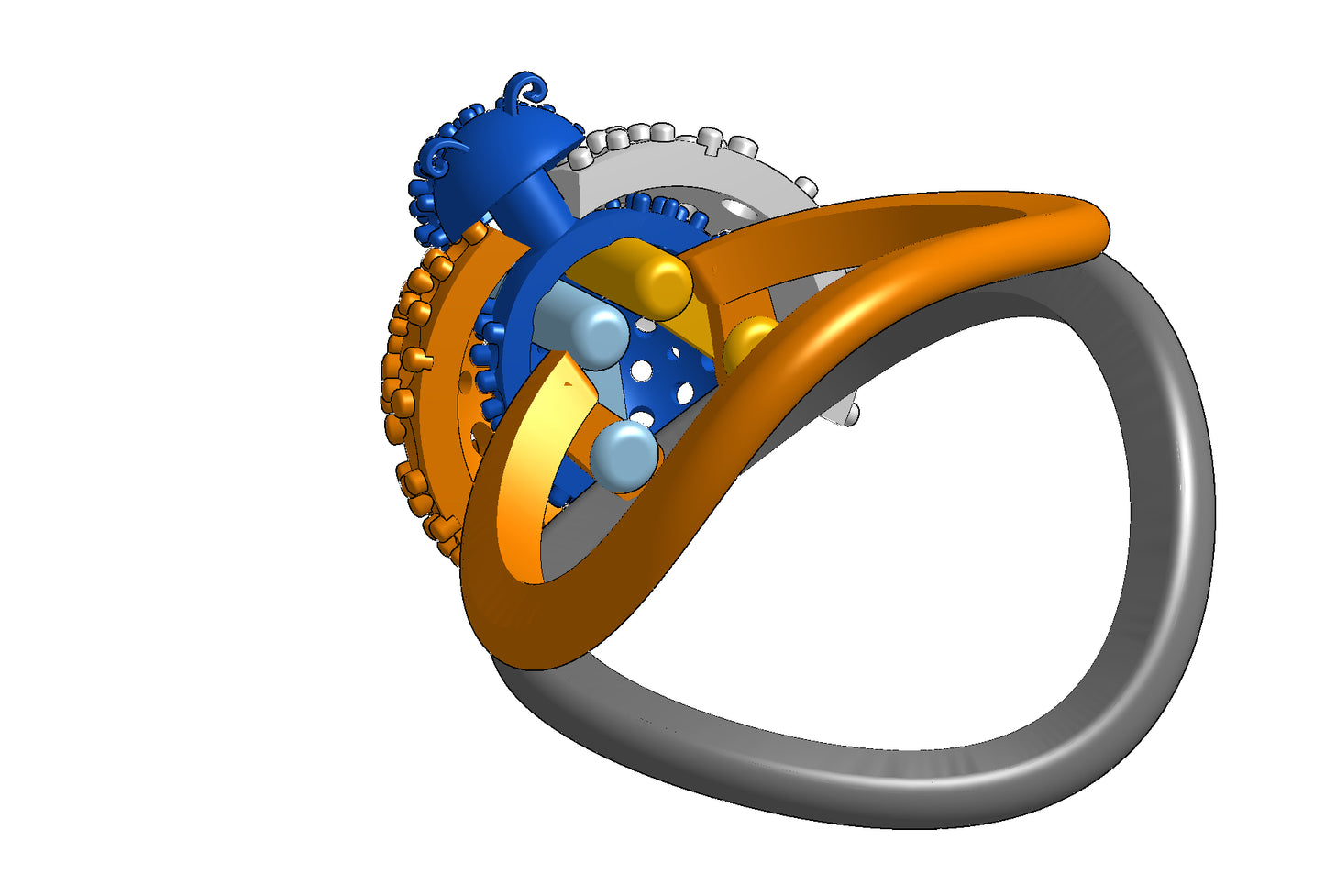 Wings opening and closing mechanism ring CAD file 3DM file