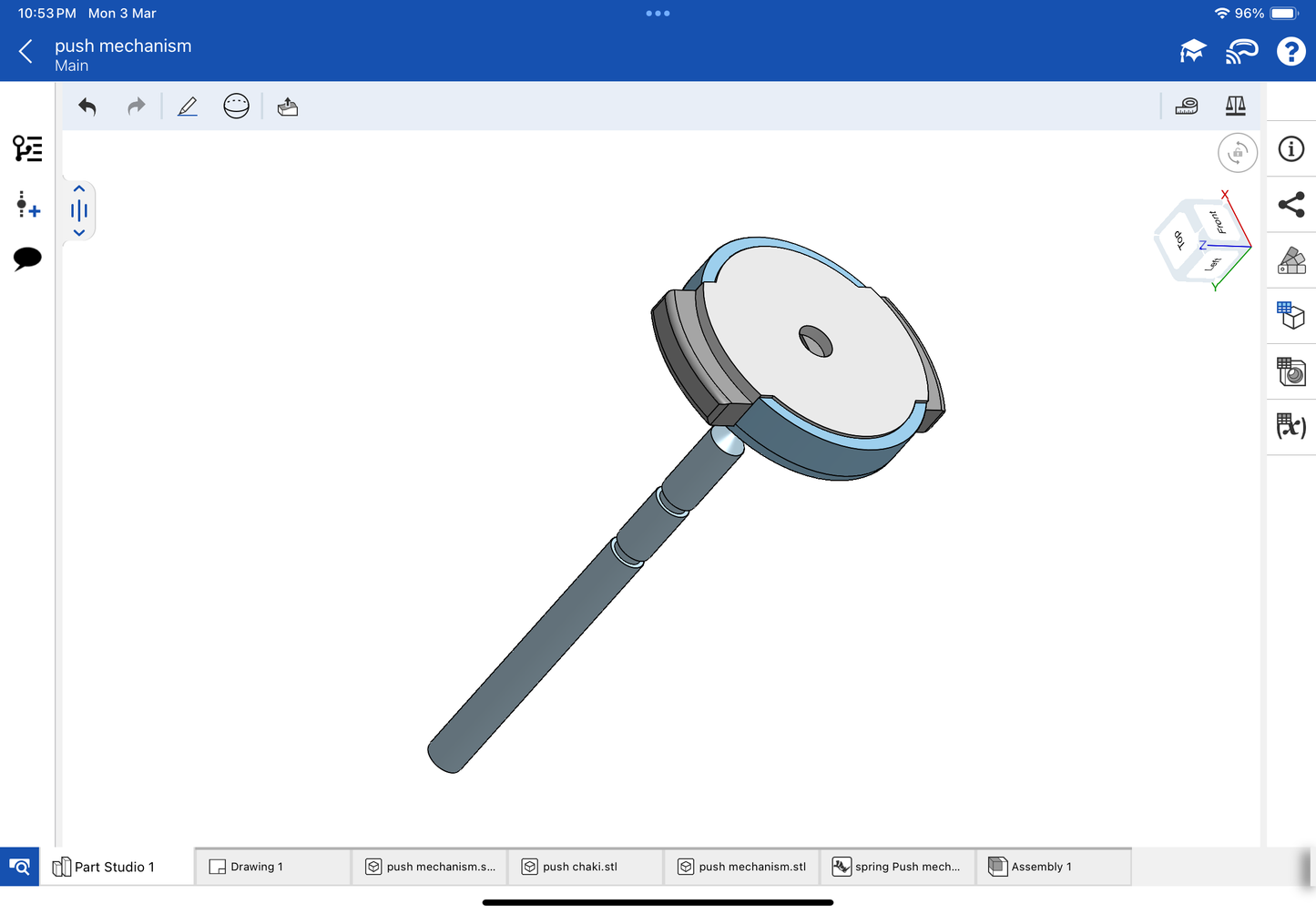 Push mechanism for earrings CAD file and 3DM file STL file