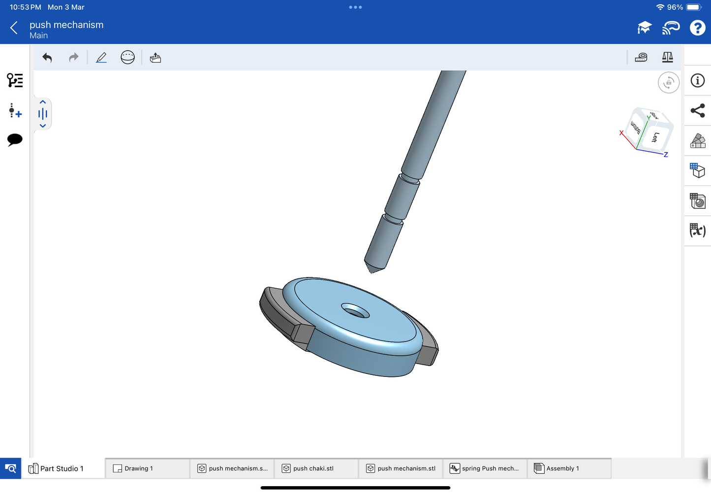 Push mechanism for earrings CAD file and 3DM file STL file