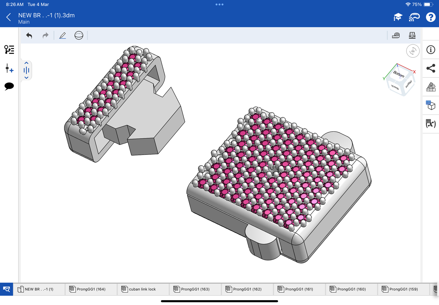 Lock for bracelet and chain CAD file 3DM file and stl