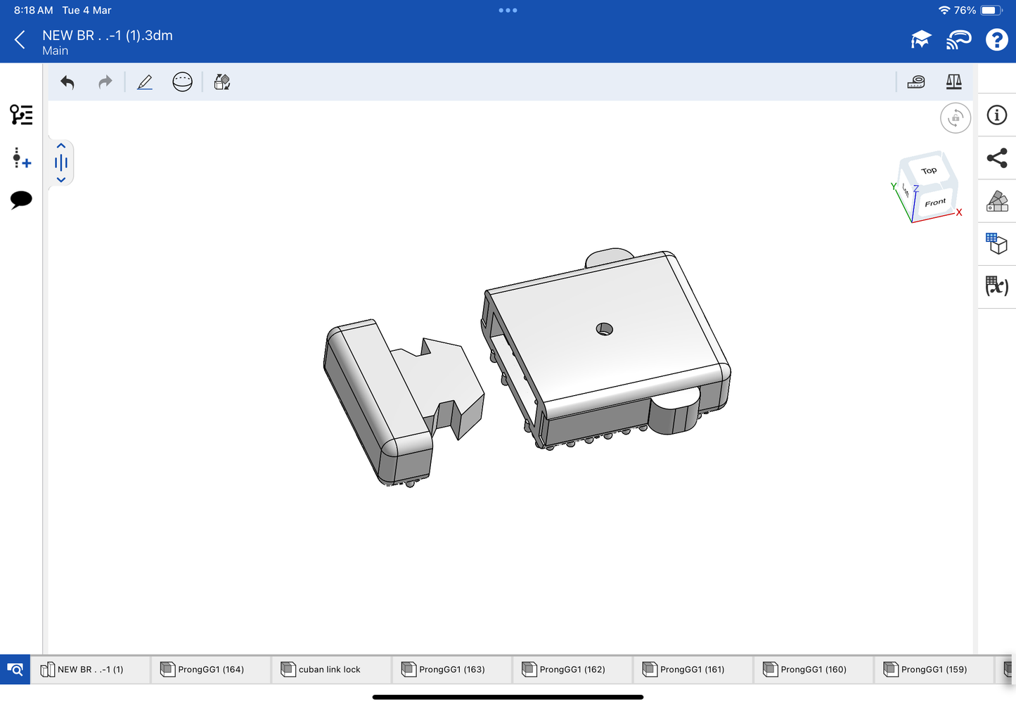Lock for bracelet and chain CAD file 3DM file and stl