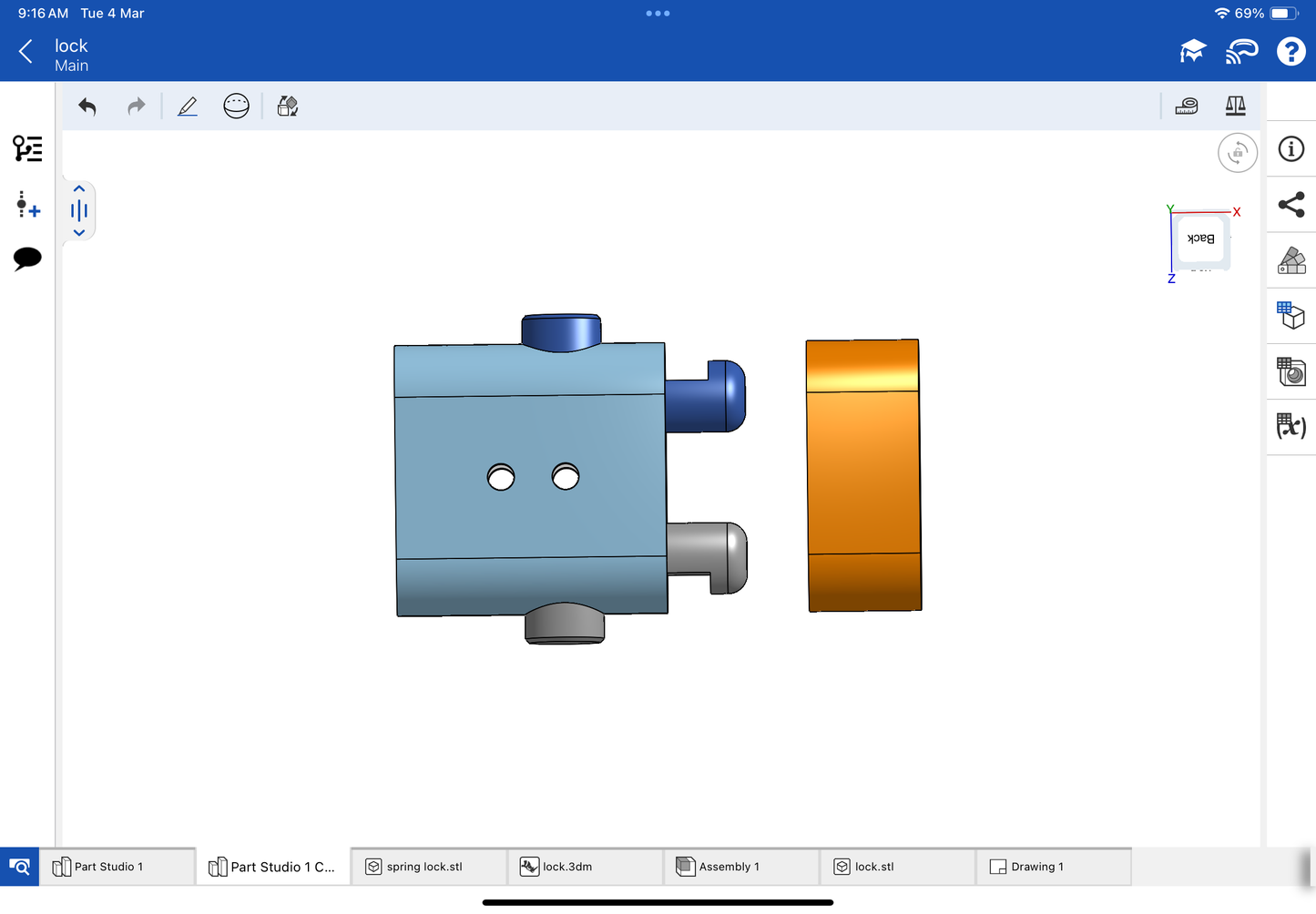 Lock with spring for bracelet and chain CAD file 3DM file