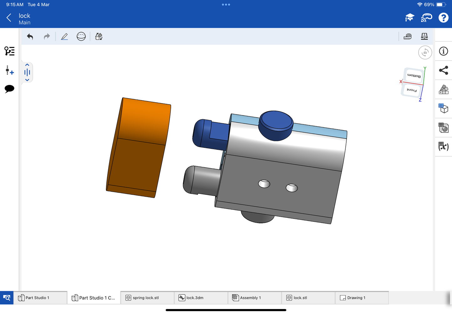 Lock with spring for bracelet and chain CAD file 3DM file