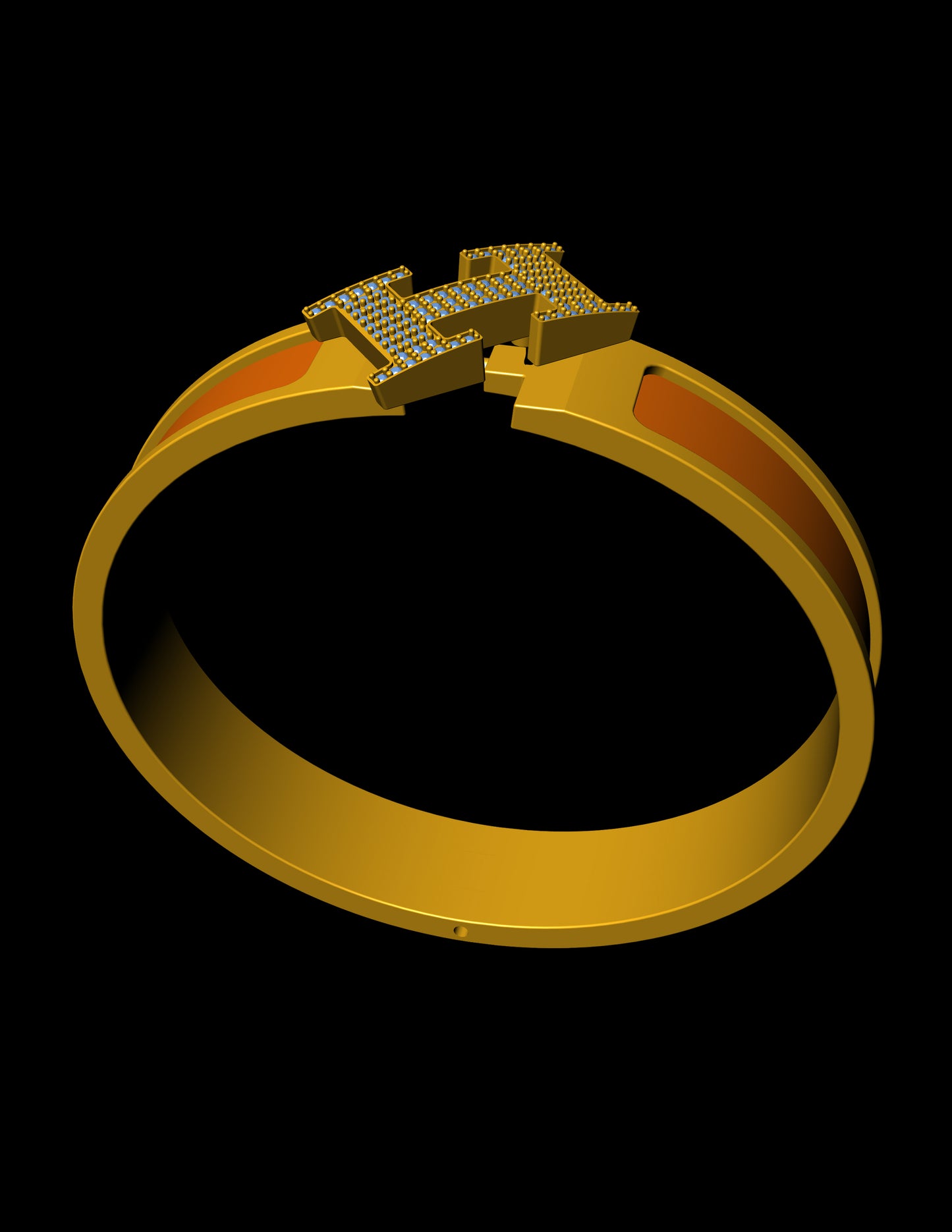 Hermes Inspired H Diamond Bangle CAD File Luxury Monogram Bracelet Design