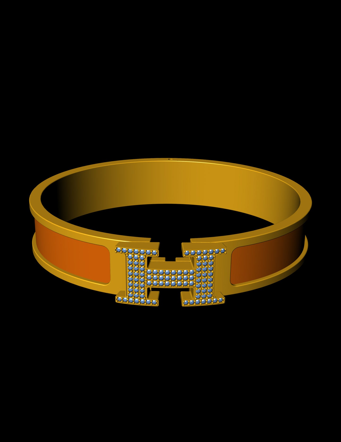 Hermes Inspired H Diamond Bangle CAD File Luxury Monogram Bracelet Design