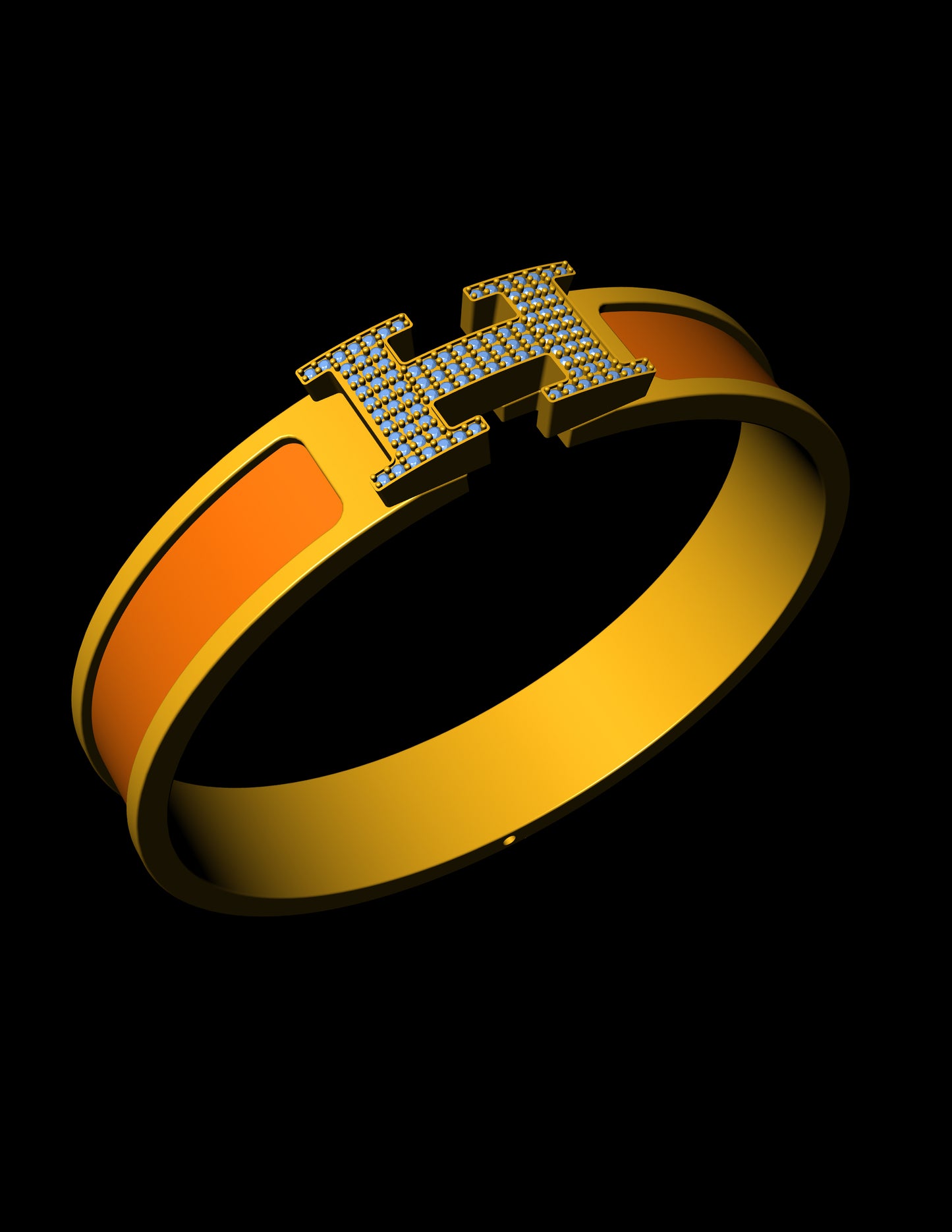 Hermes Inspired H Diamond Bangle CAD File Luxury Monogram Bracelet Design